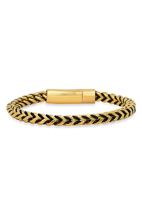 Men's 18K Gold Plated Stainless Steel Wheat Chain Bracelet