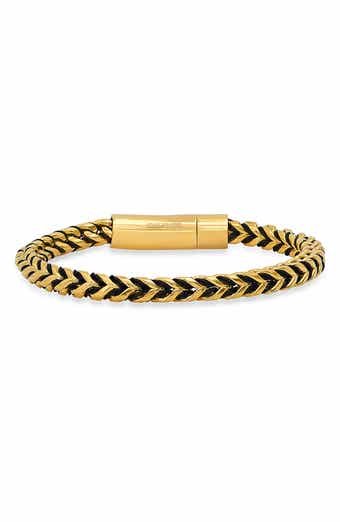 STEELTIME Men's 18K Gold Plated Stainless Steel Wheat Chain Bracelet