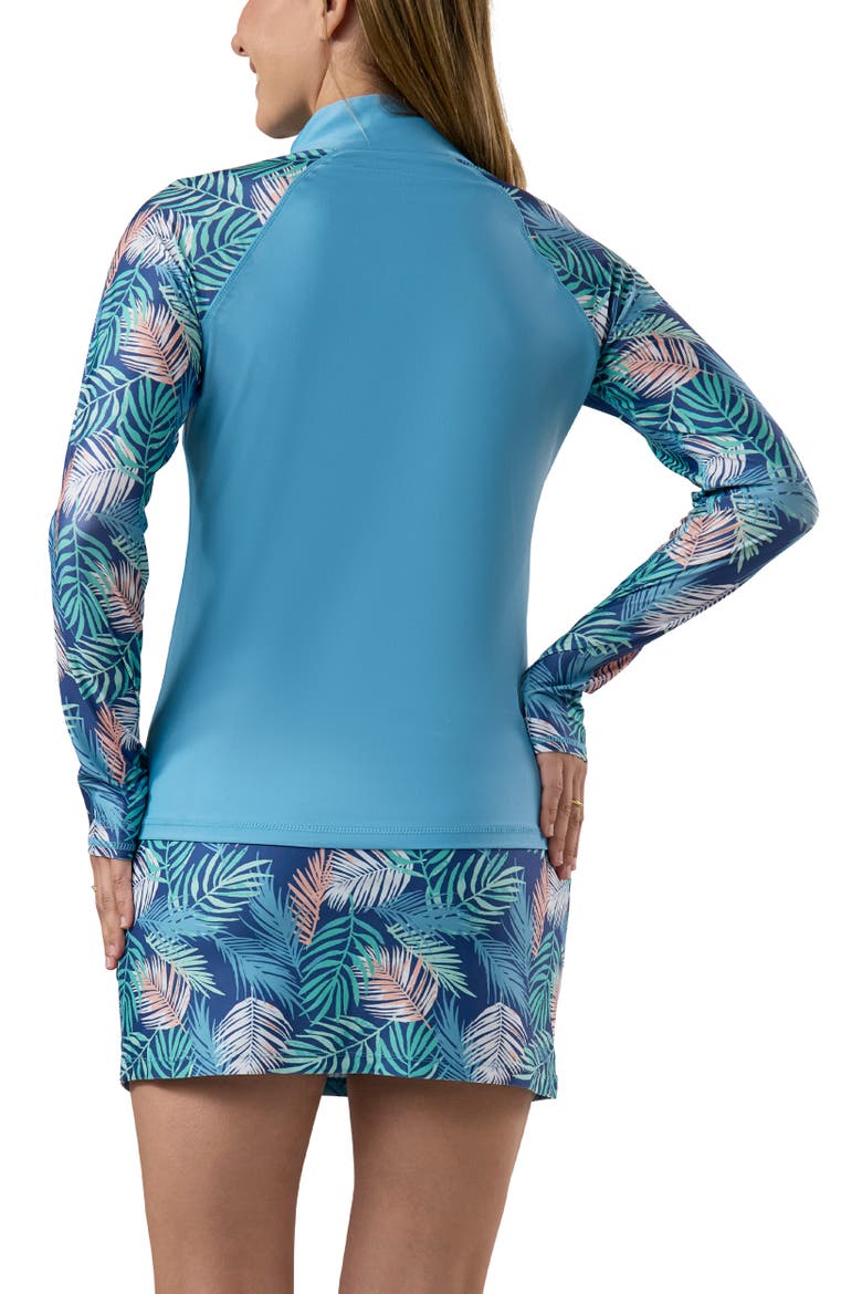 Long Sleeve Quarter Zip Sun & Swim Shirt, Alternate, color, Koa Leaves