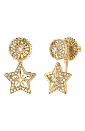 Luvmyjewelry Lucky Star Diamond Stud Earrings In Burgundy