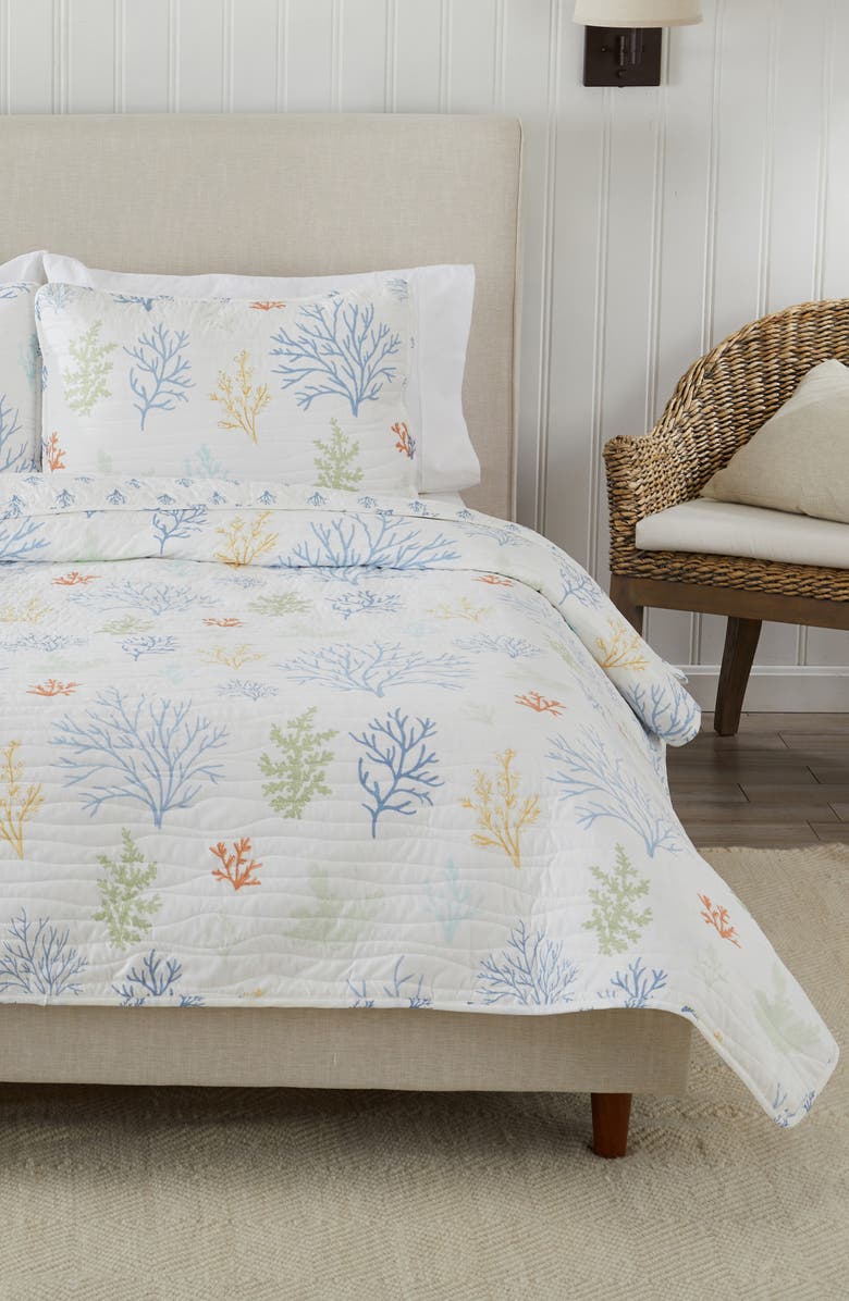 Woven & Weft Colorful Coral Quilt Set, Alternate, color, Pastel Coral