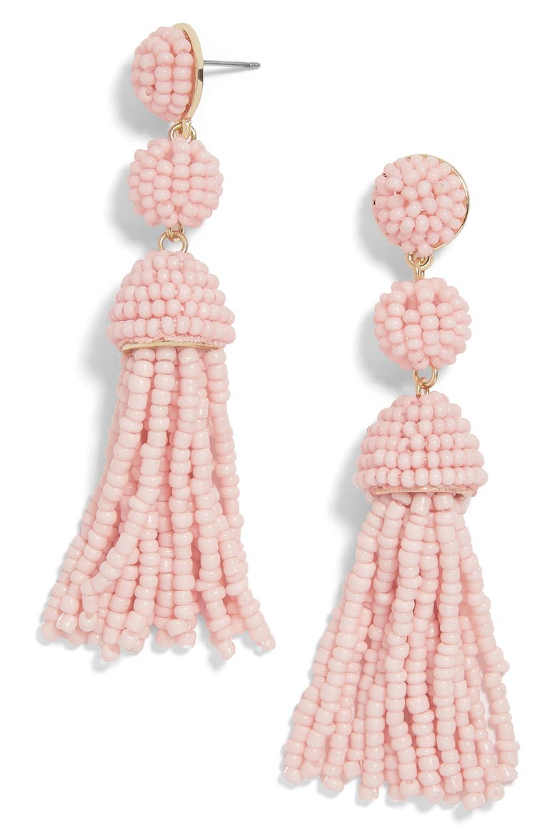 New Mini Granita Tassel Earrings, Main, color, BLUSH