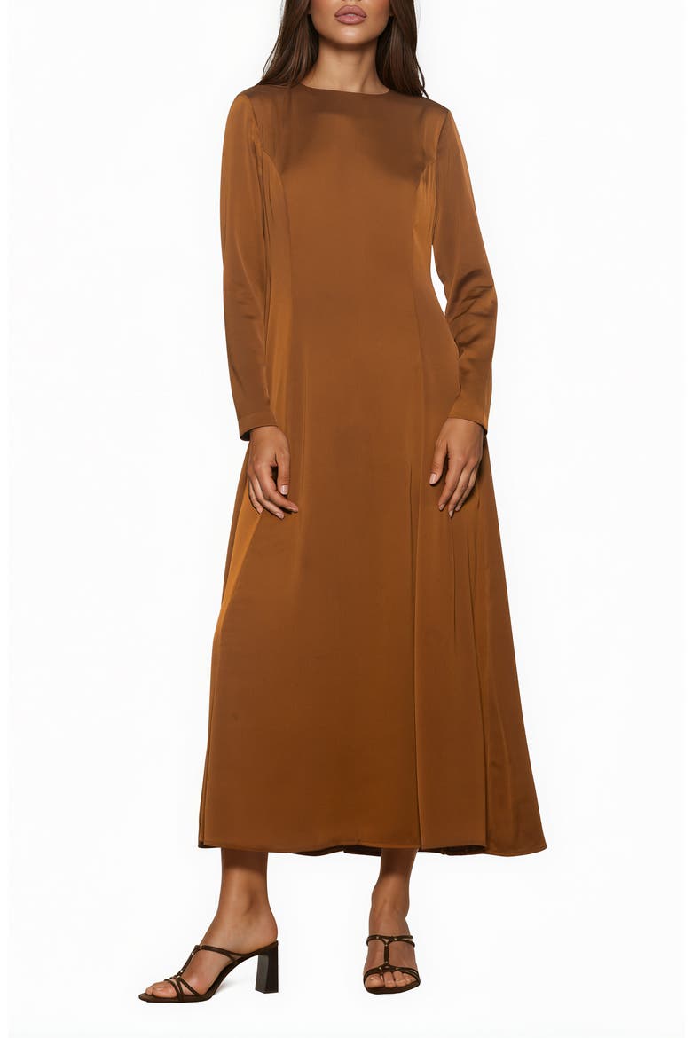 Ismerie Fit and Flare Maxi Dress, Main, color, BROWN