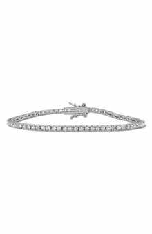 DELMAR Lab Grown White Sapphire Tennis Bracelet