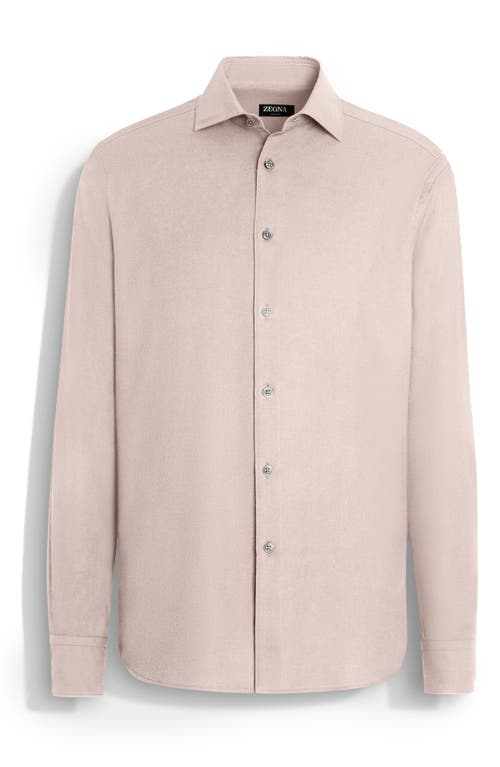 Zegna Cashco Cashmere & Cotton Button-up Shirt In Pink