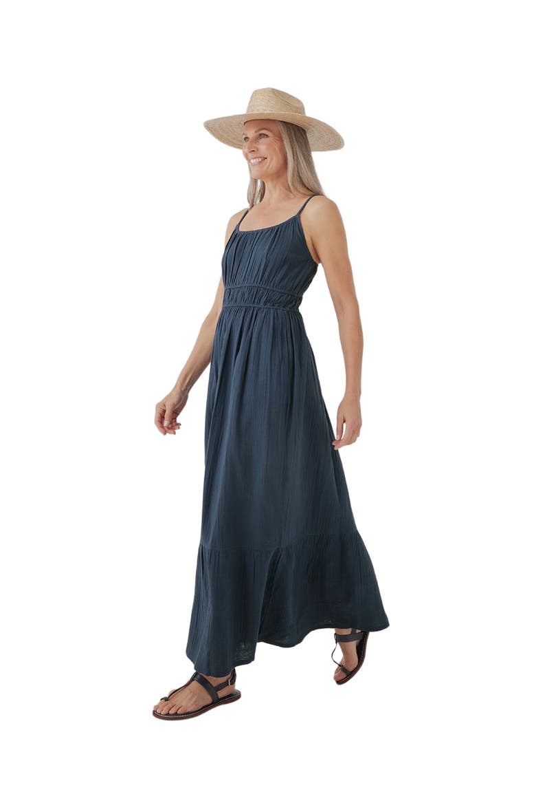 Organic Cotton Coastal Double Gauze Cami Maxi Dress, Alternate, color, French Navy