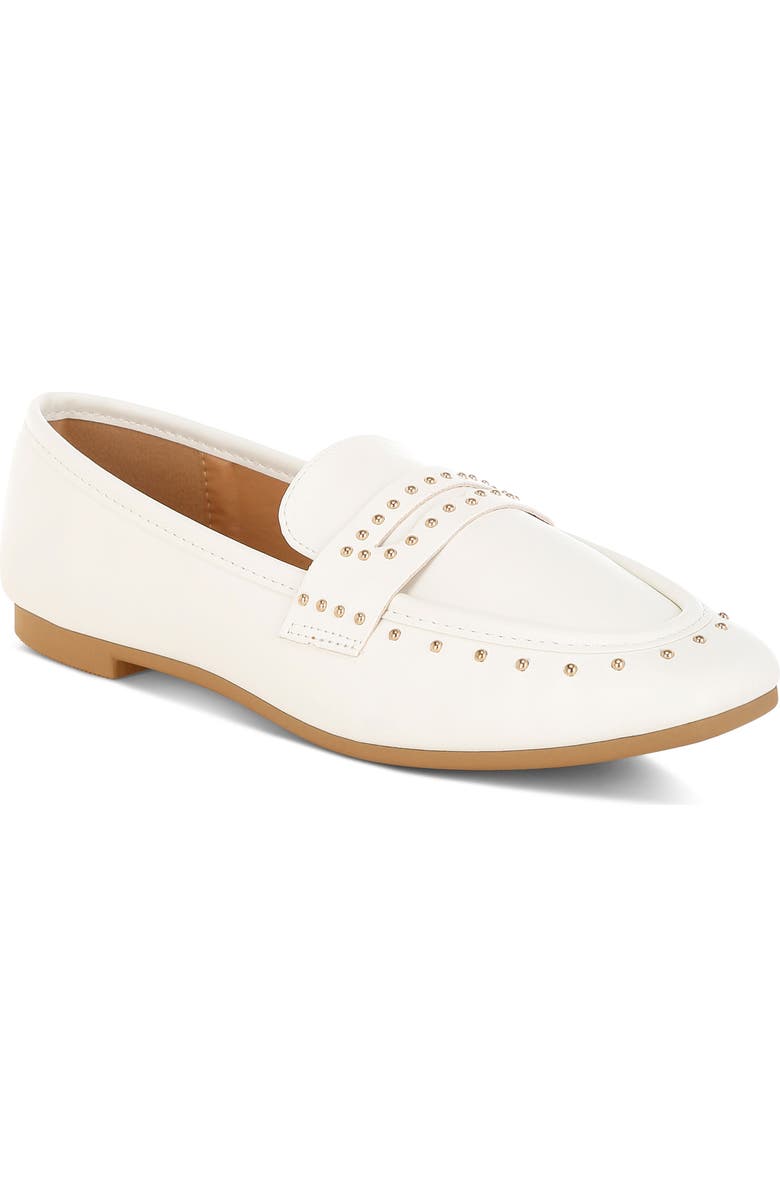 LONDON RAG Dorlina Studded Flat, Main, color, White