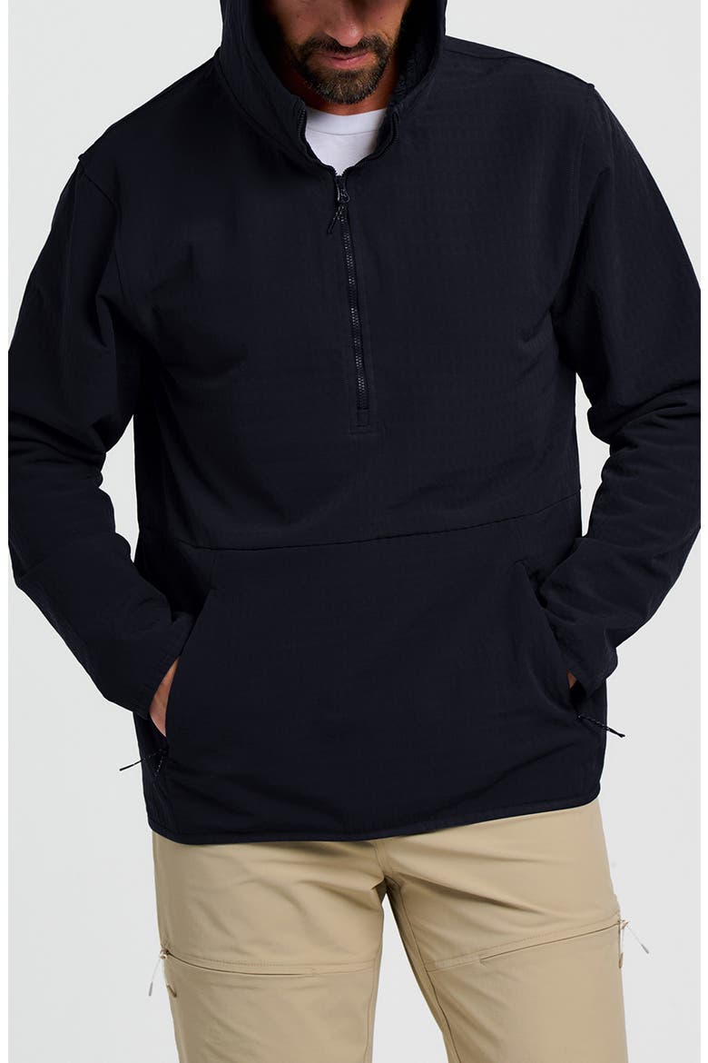 Stretch Fleece Anorak, Alternate, color, BLACK