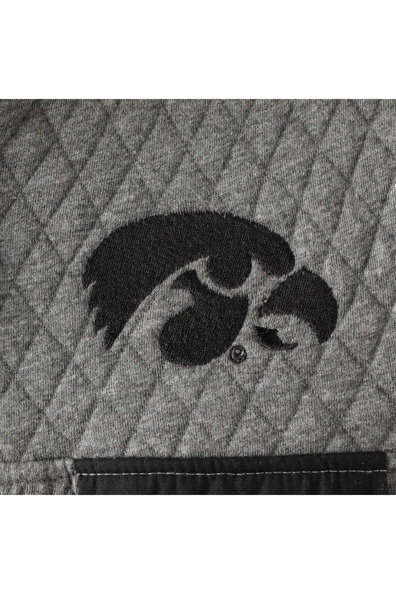 Women's Pressbox Heathered Gray/Black Iowa Hawkeyes Magnum Quilted Quarter-Snap Pullover Jacket, Alternate, color, Heather Gray