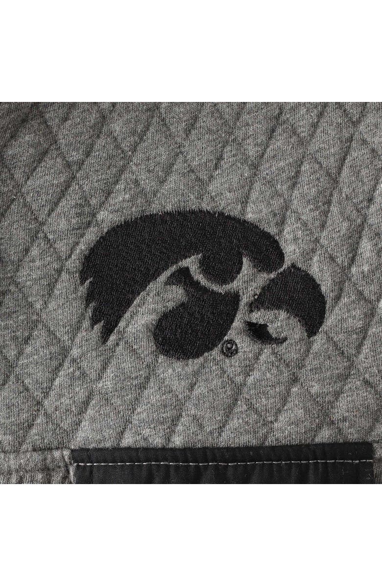 PRESSBOX Women's Pressbox Heathered Gray/Black Iowa Hawkeyes Magnum Quilted Quarter-Snap Pullover Jacket, Alternate, color,