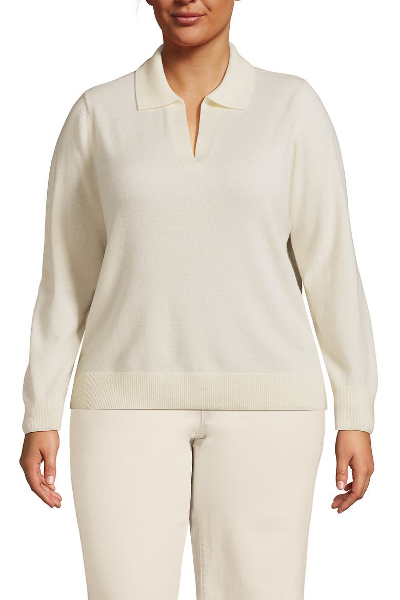 Cashmere Johnny Collar Sweater, Main, color, Fresh Ivory