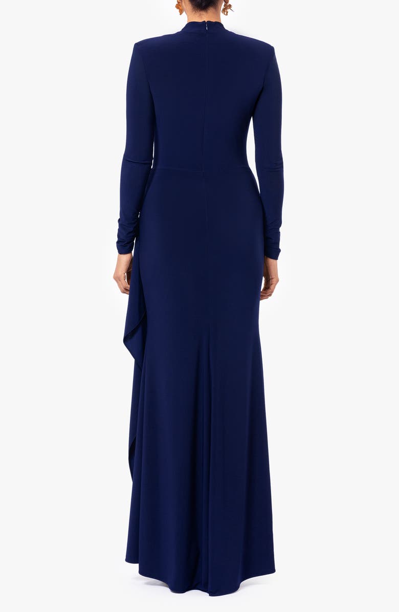 Betsy & Adam Cowl Neck Long Sleeve Sheath Gown, Alternate, color, 