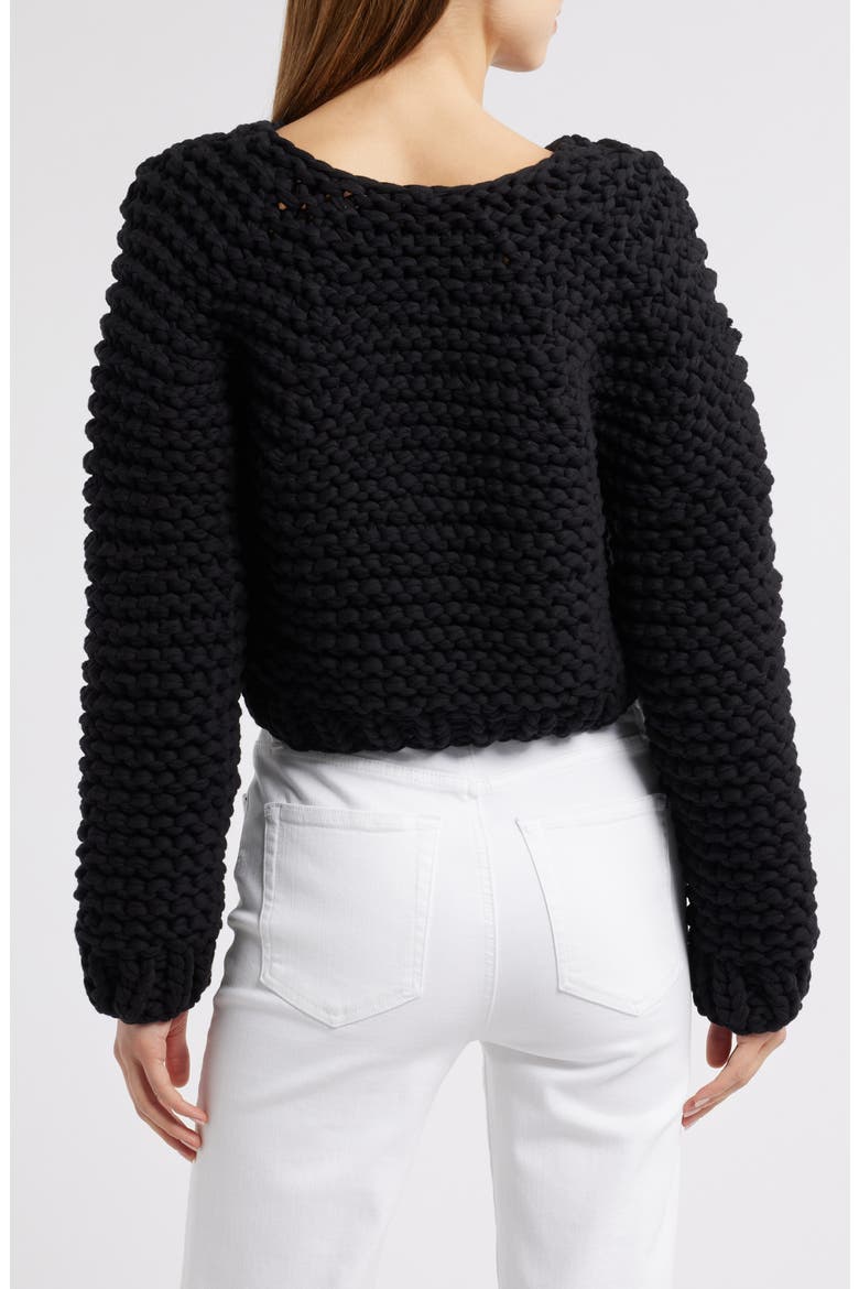 The Bubble Cotton Blend Crop Cardigan, Alternate, color, BLACK