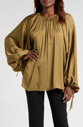 Khaki satin top on sale