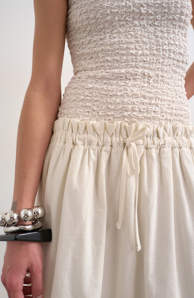 Topshop Drop Waist Cotton Maxi Dress, Alternate, color, White