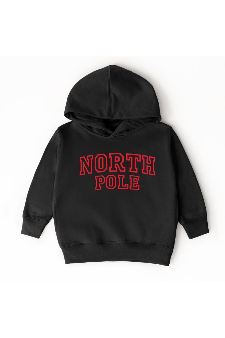 North Pole Varsity Outlines Toddler Hoodie, Alternate, color, Black