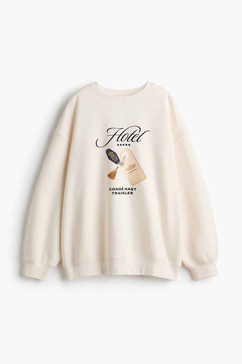 Oversized Printed Sweatshirt, Alternate, color, Cream/Condé Nast Traveler