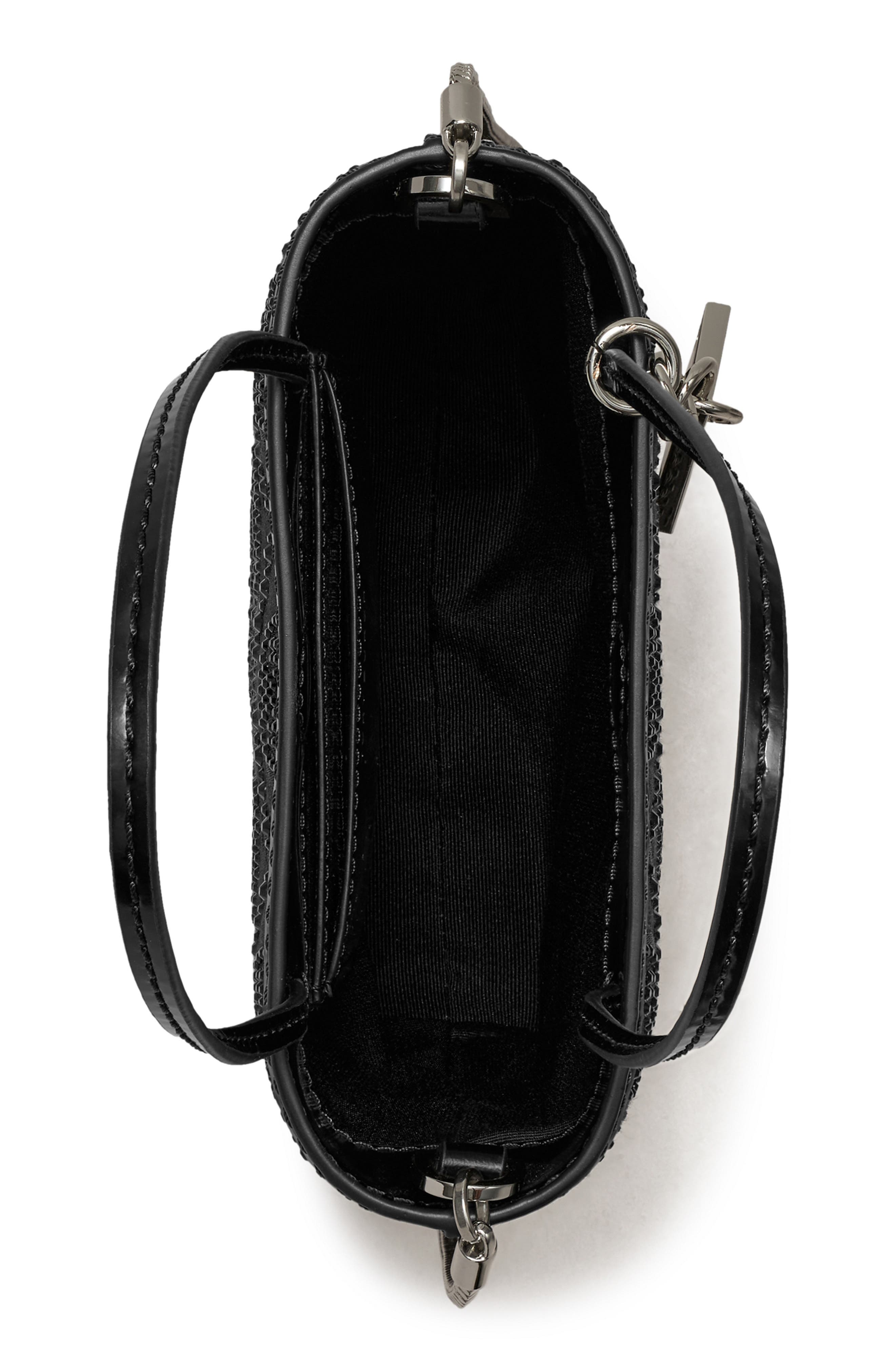 Tory Burch Key Item T Monogram Hotfix Embellished Top Handle Bag, Alternate, color, Black