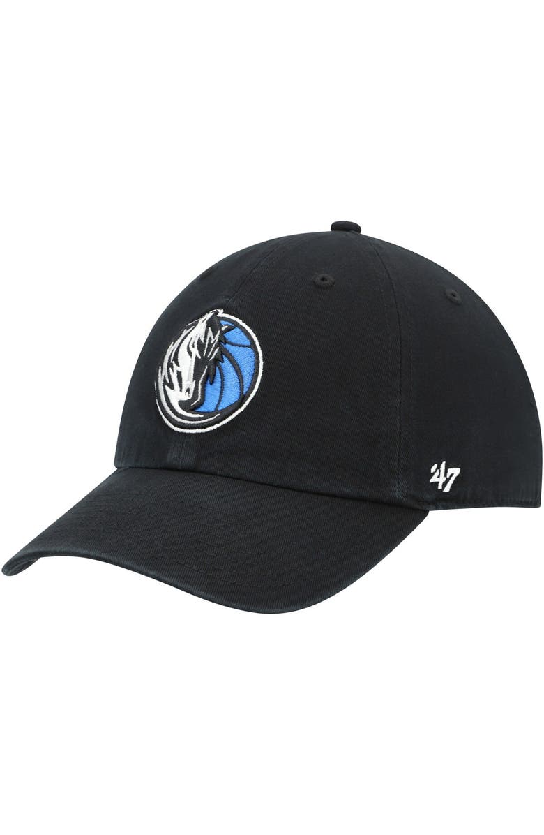 '47 Men's '47 Black Dallas Mavericks Team Logo Clean Up Adjustable Hat, Main, color,