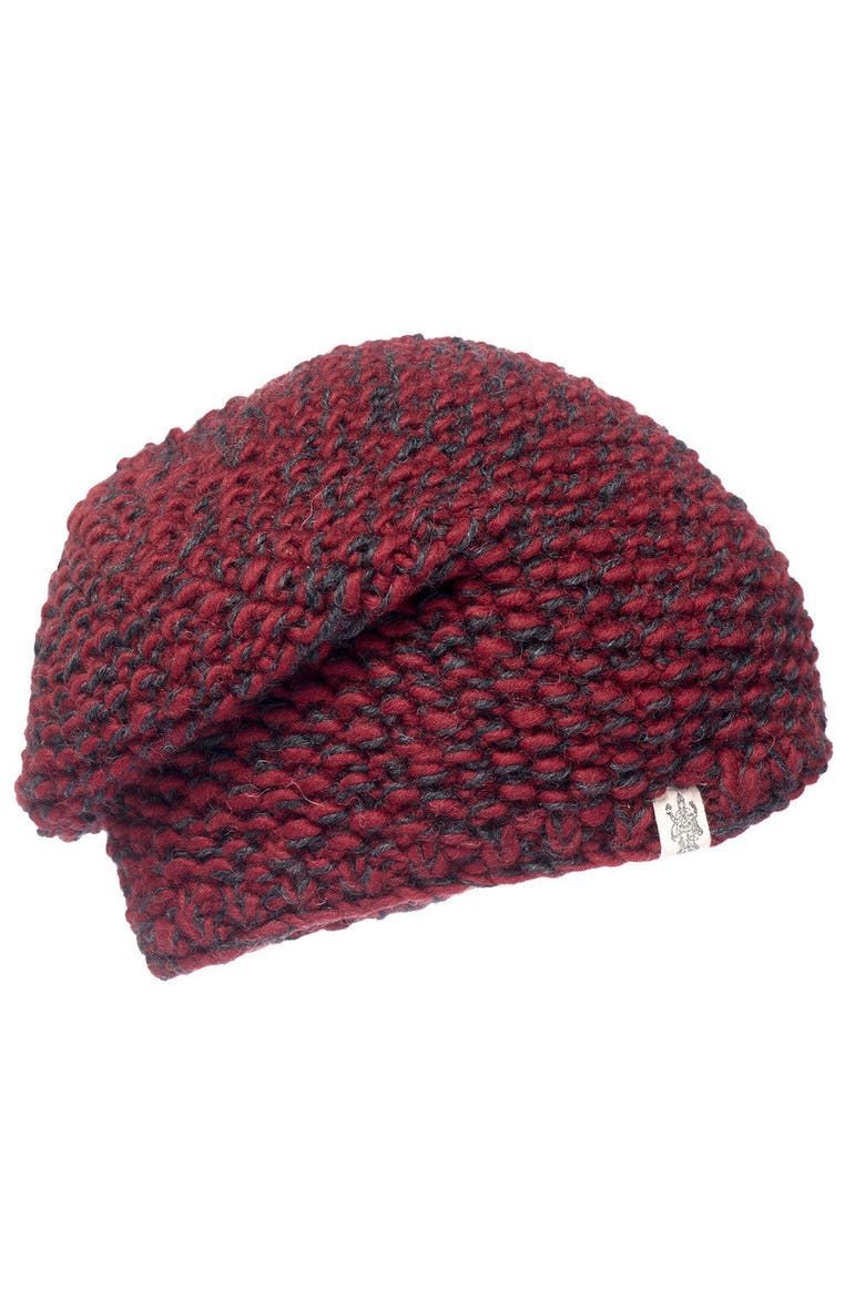 Marich Pattern Long Pull On Cap, Main, color, Burgundy