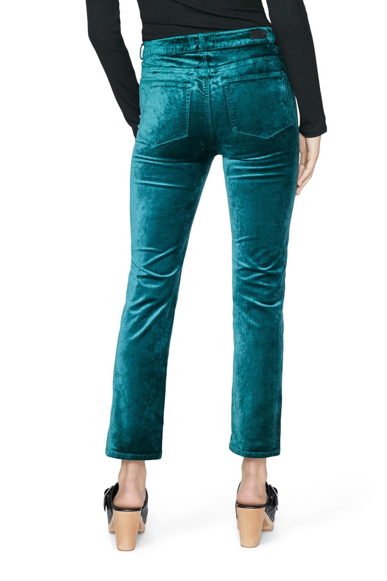Cindy Side Slit Velvet Pants, Alternate, color, MIDNIGHT CYAN