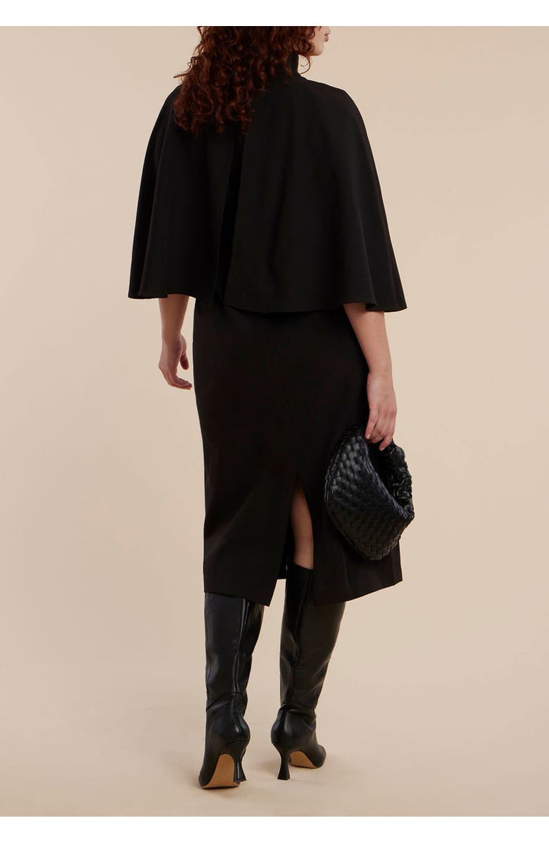 ELOQUII Cape Sleeve Belted Midi Dress, Alternate, color, 