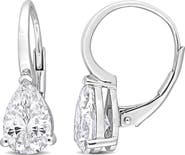 DELMAR Pear Cut Created Moissanite Lever Back Earrings