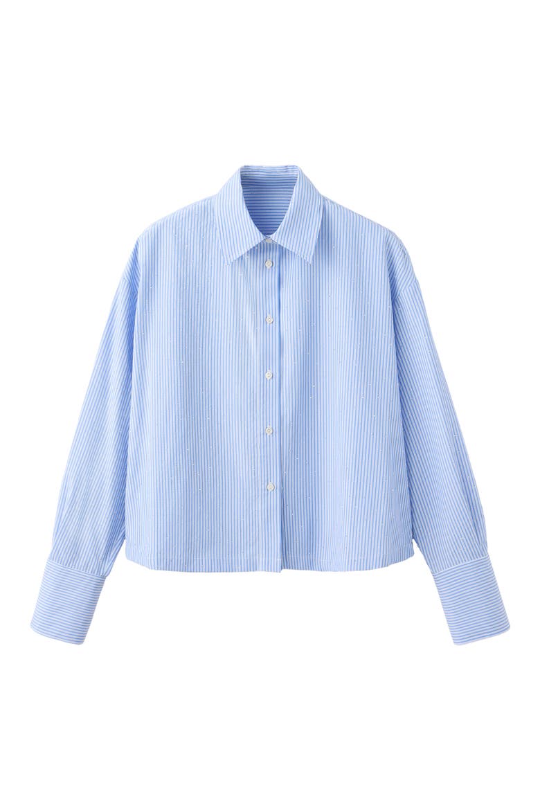 Rhinestone Stripe Button-Up Shirt, Alternate, color, SKY BLUE