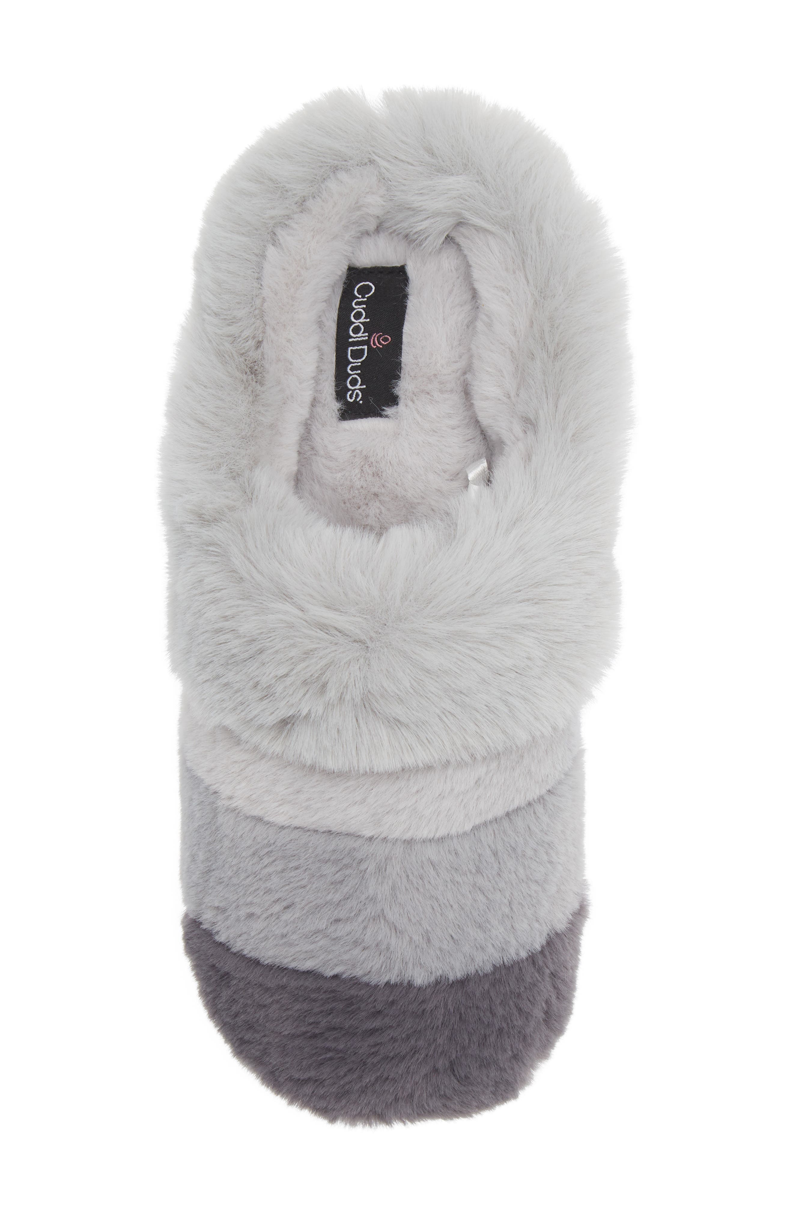 Colorblocked Faux Fur Scuff Slipper, Alternate, color, HIGH RISE