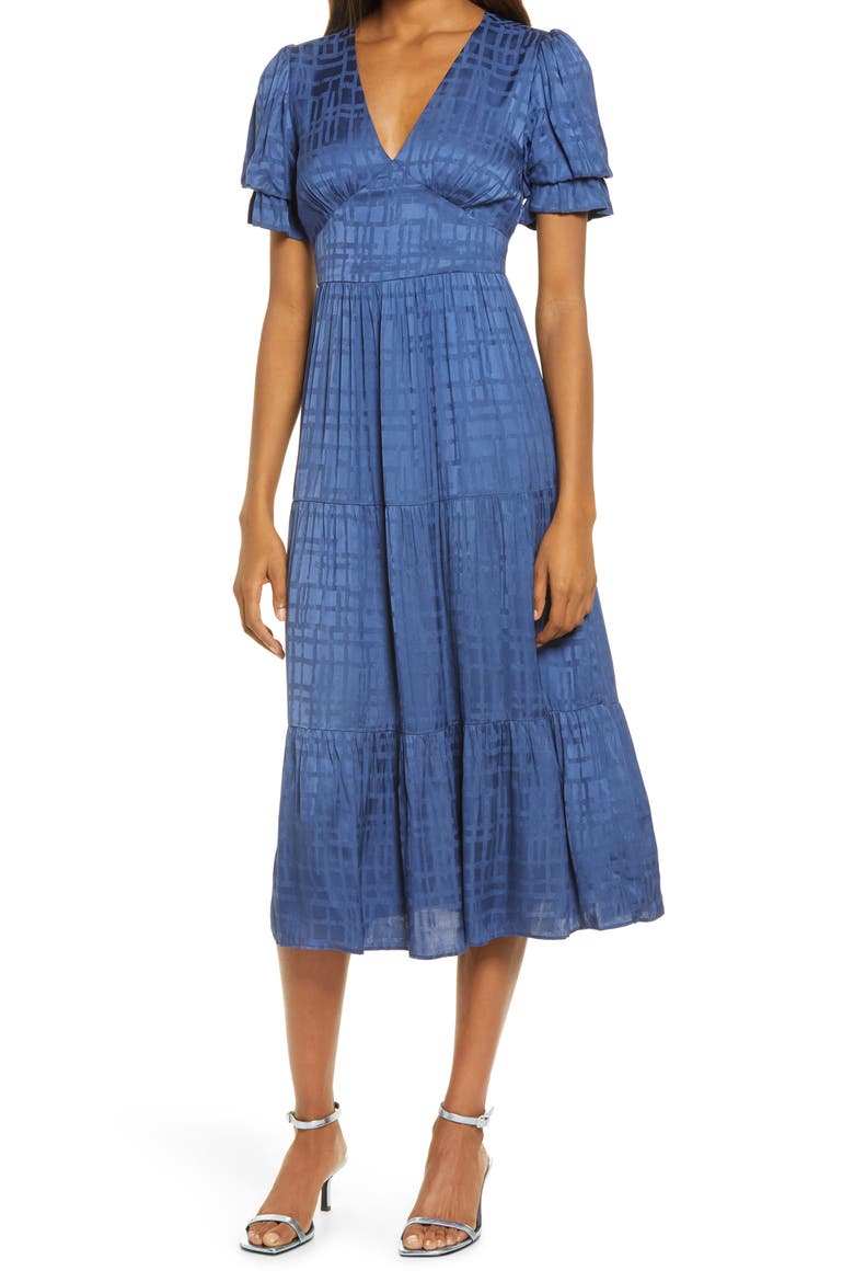 Marvella Jacquard Midi Dress, Main, color, BLUE