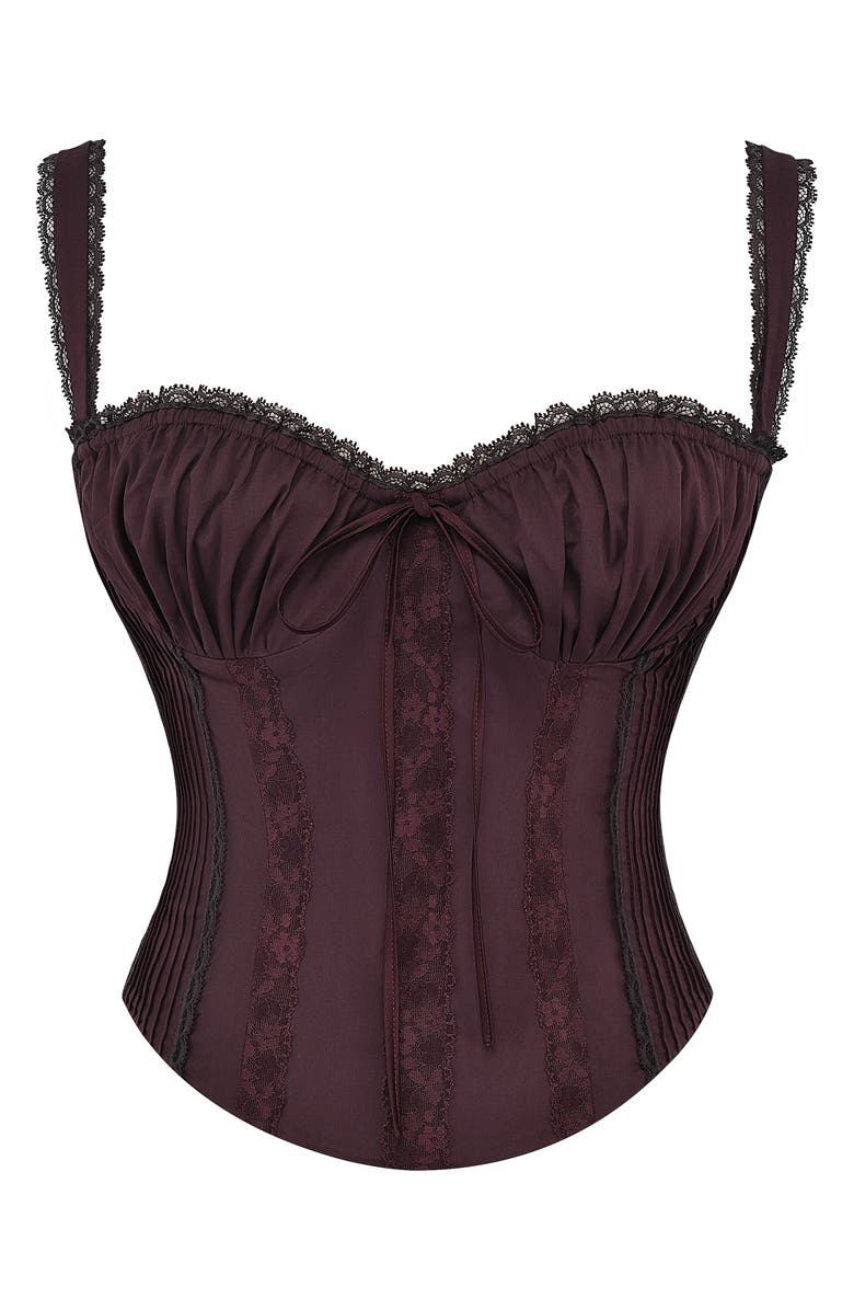 HOUSE OF CB Gini Cotton Blend Corset Top, Alternate, color, Rich Brown