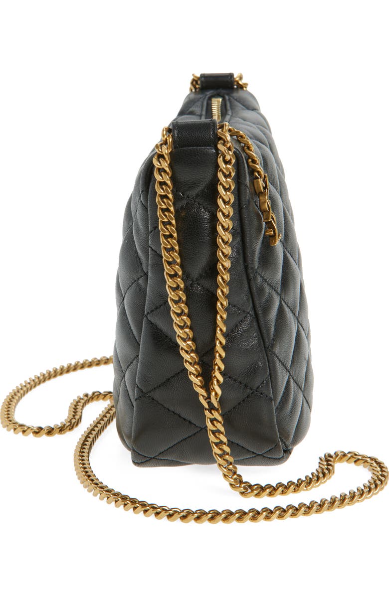 Saint Laurent Quilted Hobo Bag, Alternate, color, Noir