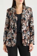 Anne Klein Floral Sequin One-Button Blazer