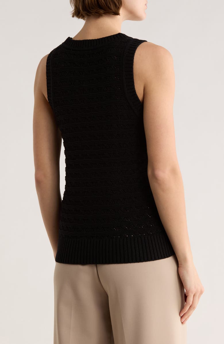 ELIE ELIE TAHARI Pointelle Sweater Tank, Alternate, color, Black