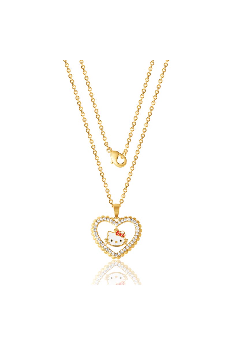 Hello Kitty Heart Cubic Zirconia Outlined Necklace, Alternate, color, 