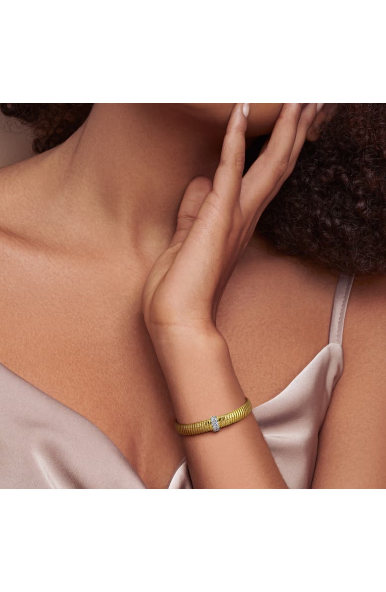 Julianna B. Cubic Zirconia Omega Design Open Bangle, Alternate, color, Yellow-Plated