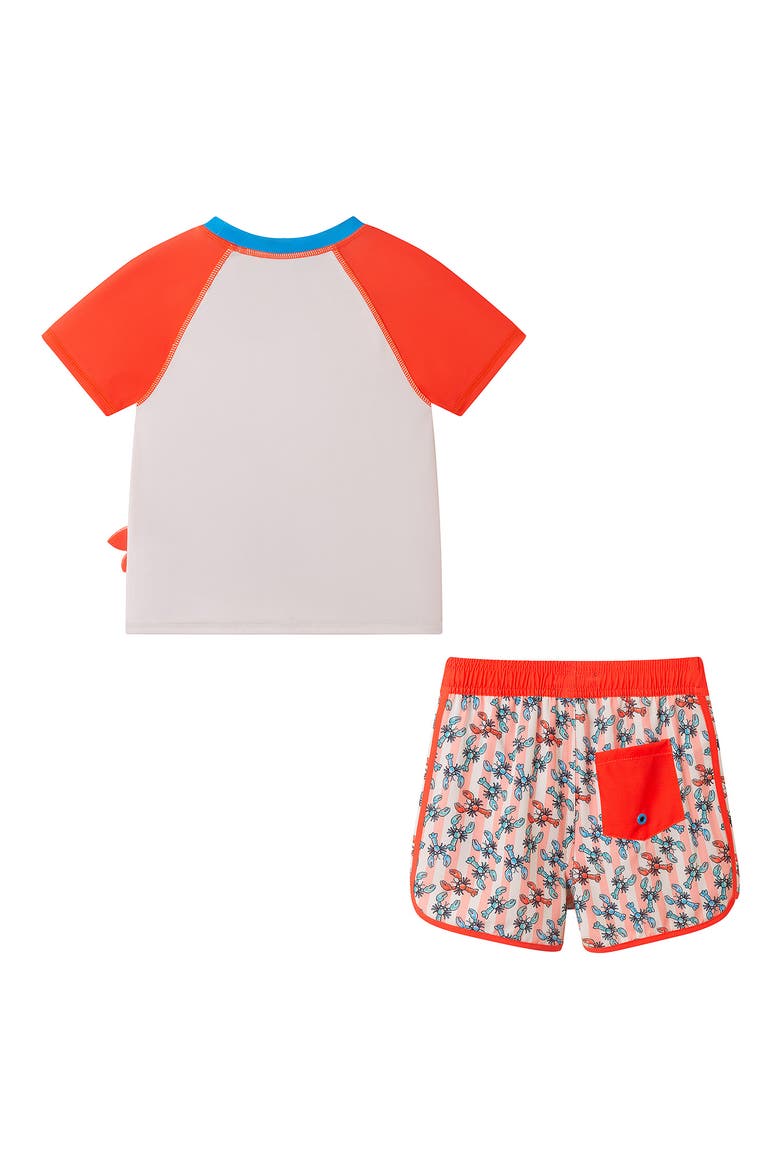 Kids' Skater Dog T-Shirt & Swim Shorts Set, Alternate, color, ORANGE LOBSTER
