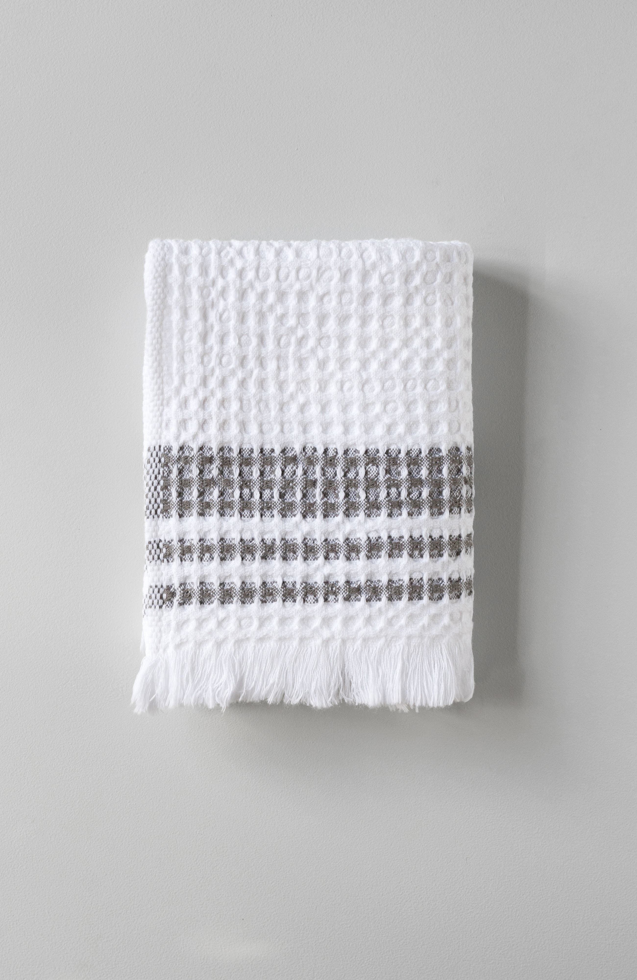 Mungo Organic Belgian Waffle Hand Towels Set of 2 in Ash 