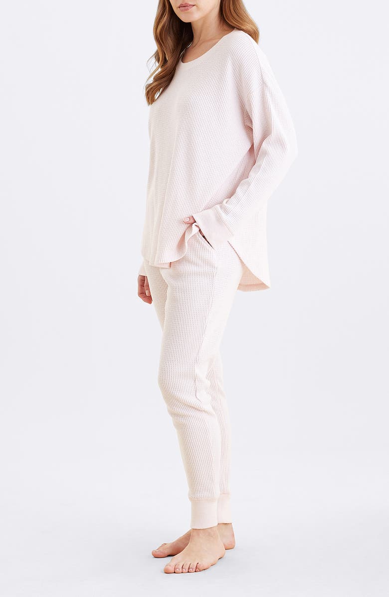 Papinelle Waffle Knit Pajamas, Alternate, color, Winter Rose