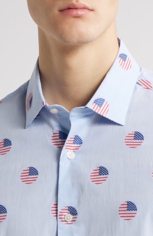 Scott Barber Flag Dot Jacquard Button-up Shirt In Blue