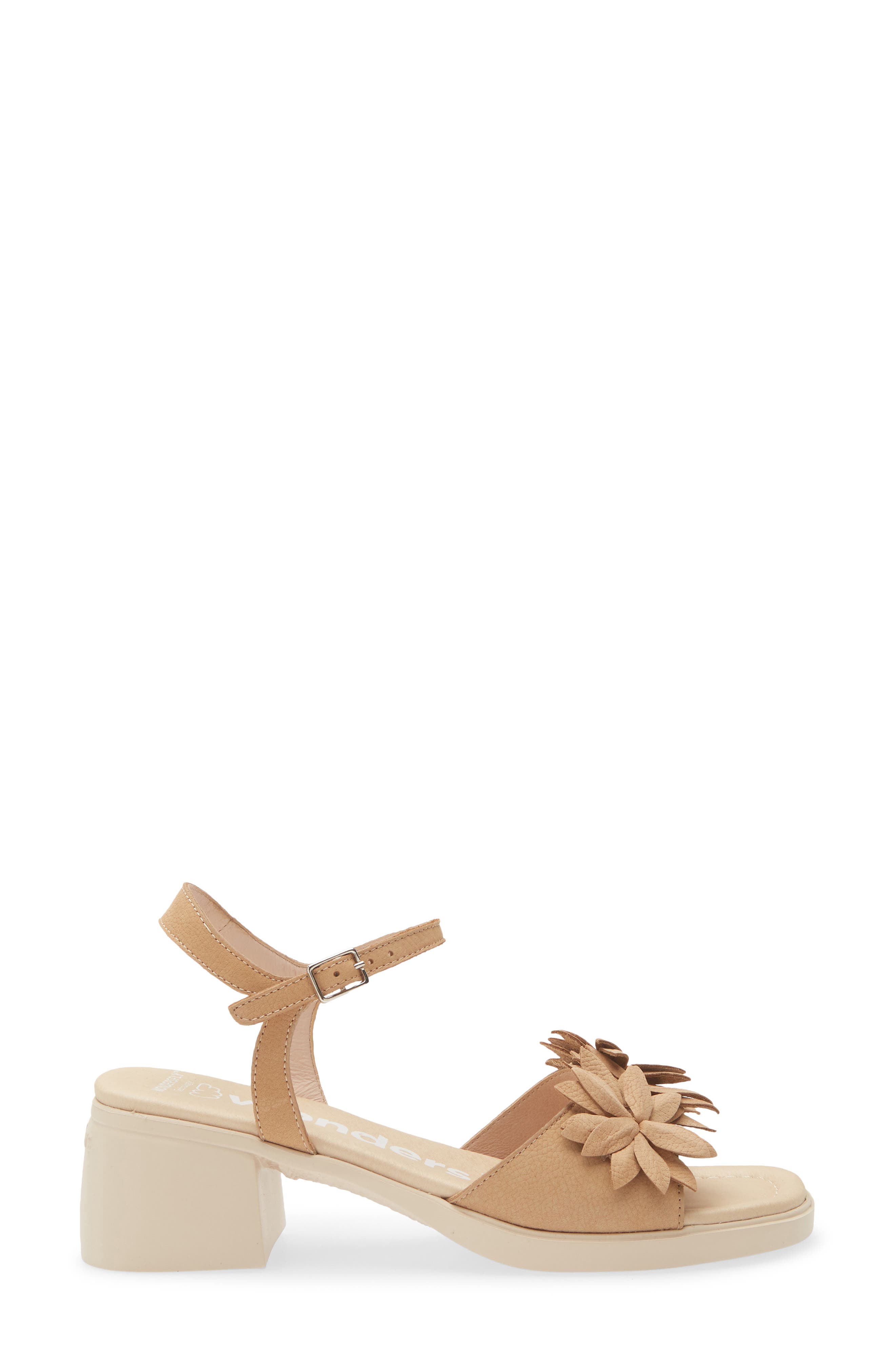 Wonders Flower Ankle Strap Slide Sandal, Alternate, color, Nubuk Sand