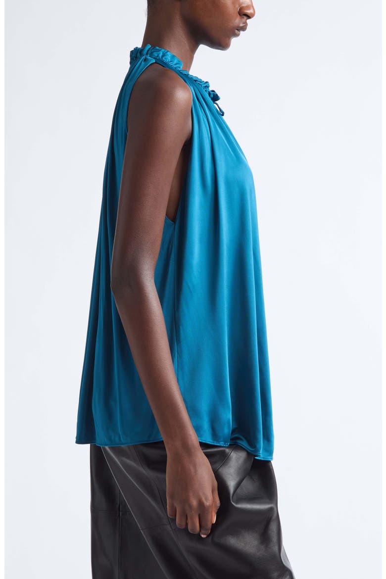 Pleated Viscose Jersey Halter Top, Alternate, color, A49 DEEP BLUE
