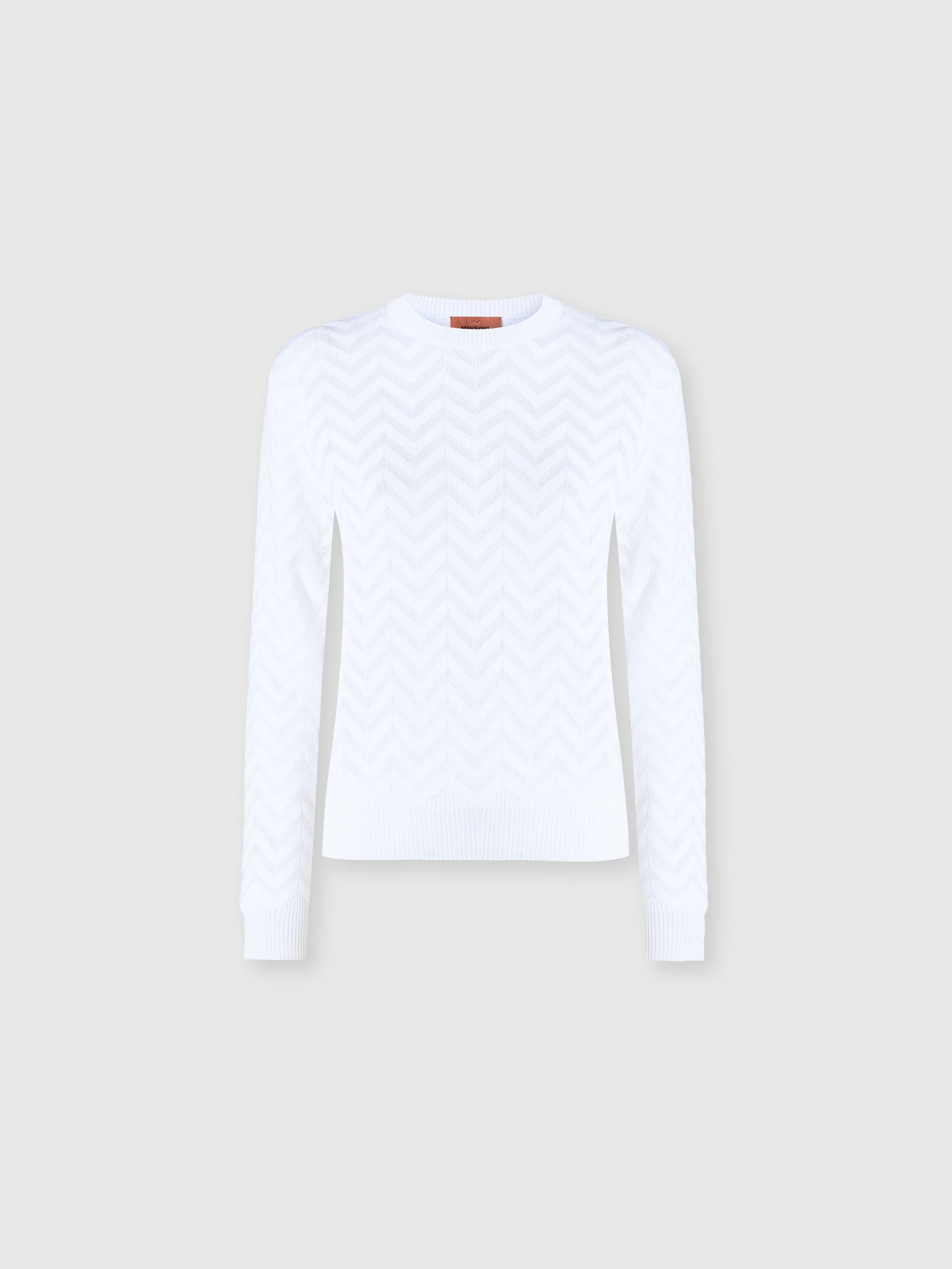 Crew-neck Stretch Pullover In Cotton And Viscose Chevron - image 3
