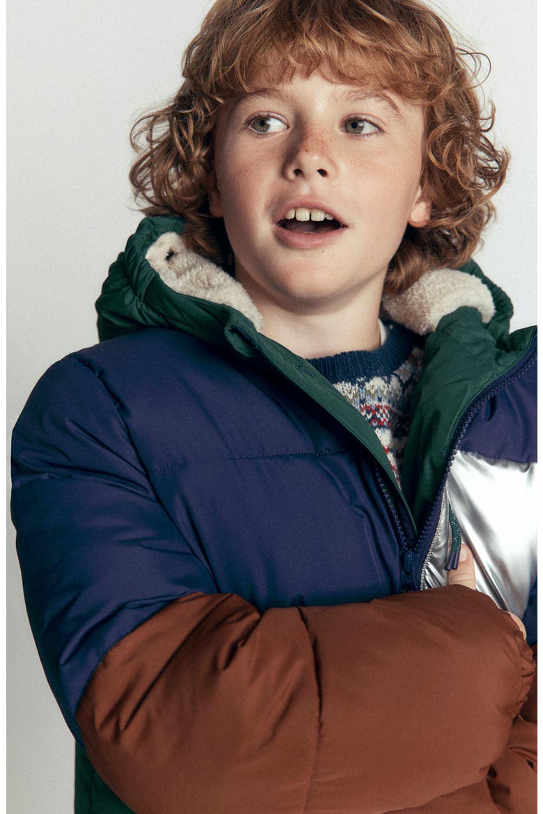 Kids' Fun Baffled Coat, Alternate, color, METALLIC