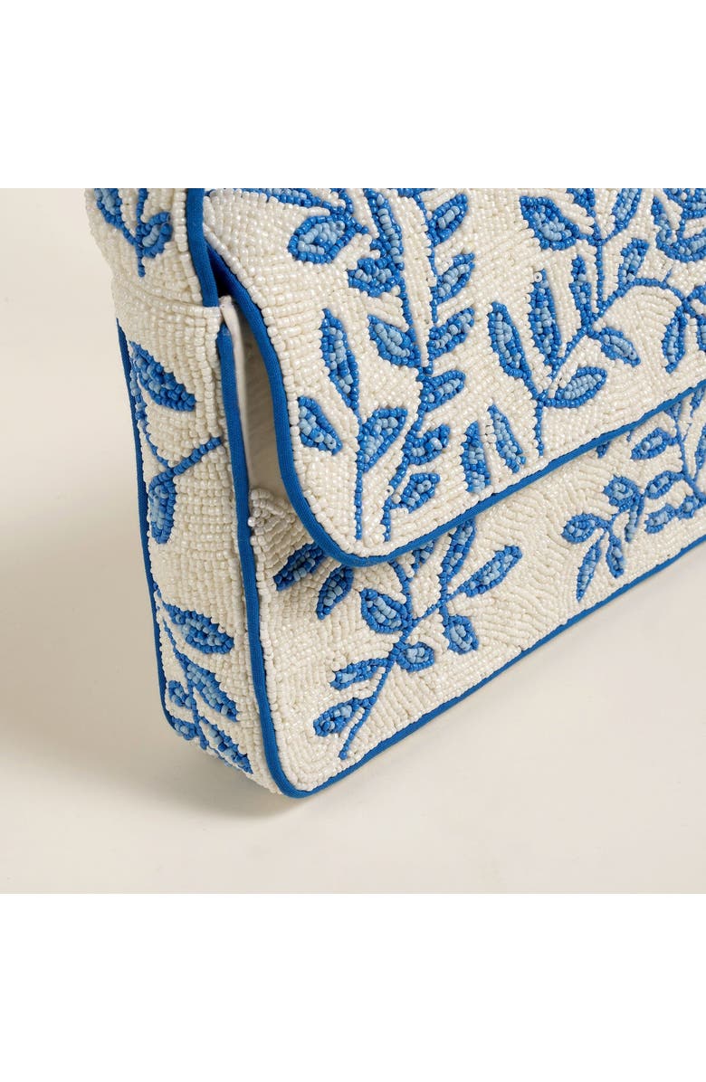 Zsa Zsa Zsu Delhi Beaded 100% Cotton Shoulder Bag 9X6.5 In, Alternate, color, Blue