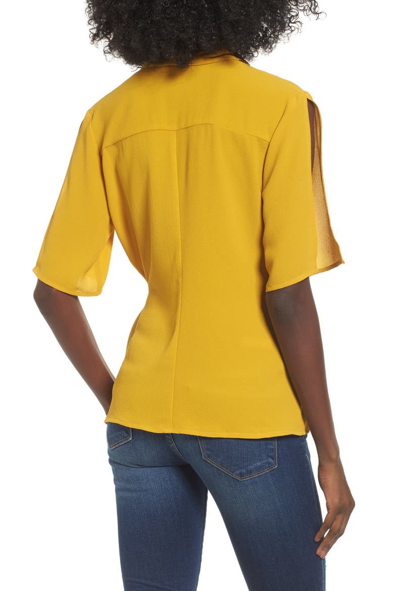 Tie Front Wrap Top, Alternate, color, OLIVE TAWNY