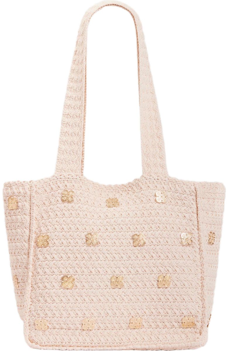 SANDRO Crochet bag with tassels, Alternate, color, Ecru