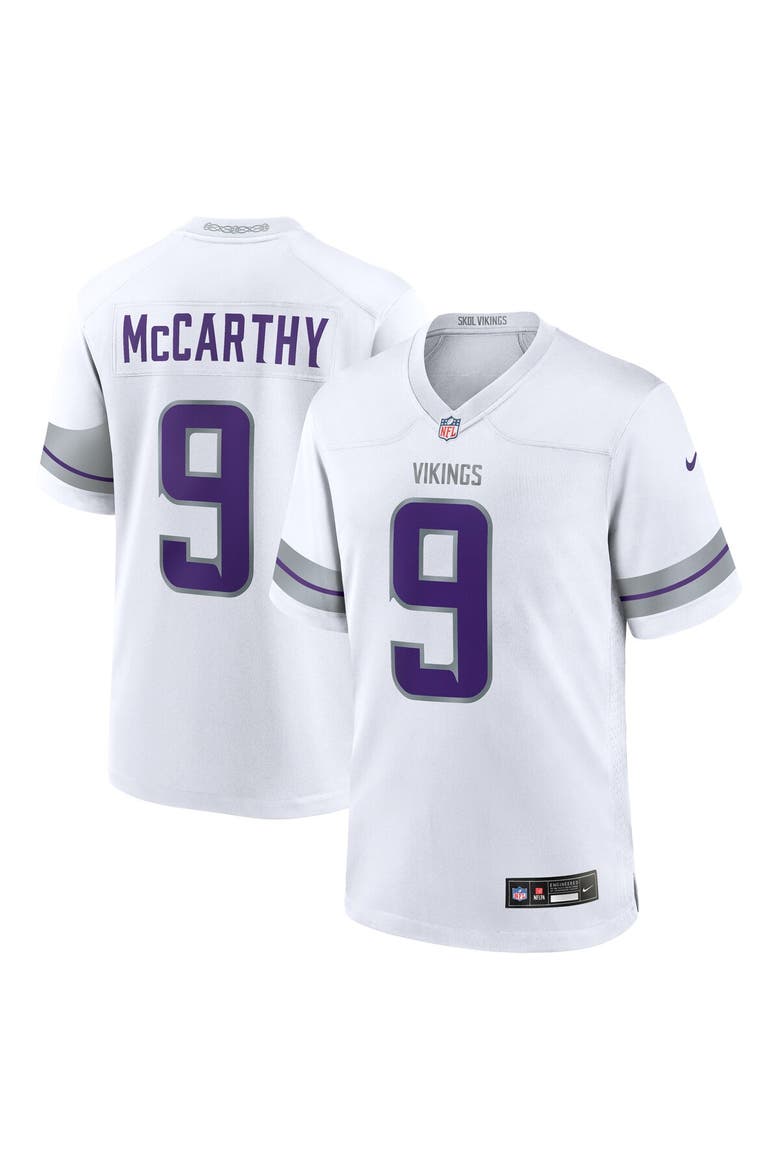 Men's Nike J.J. McCarthy White Minnesota Vikings Alternate Game Player Jersey, Main, color, White