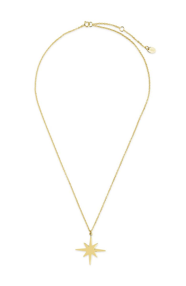 Sterling Forever 14K Gold Vermeil Plated Sterling Silver Bursting Star Pendant Necklace, Alternate, color,