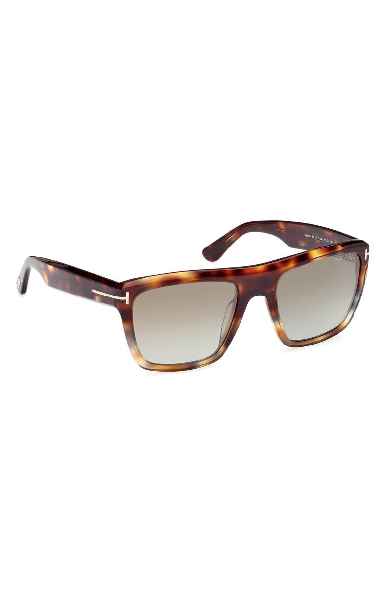 TOM FORD Alberto 55mm Gradient Square Sunglasses, Alternate, color, Vintage Grey Havana / T Logo